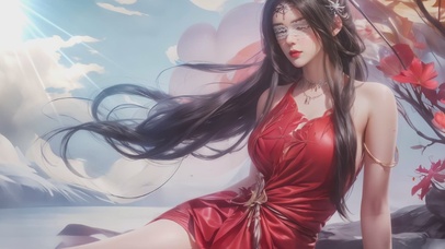 4K古风蒙眼少女