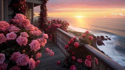 唯美落日 海边玫瑰	