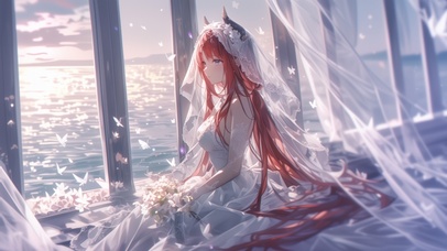 雪墨壁纸丨妮露丨纯白花嫁丨