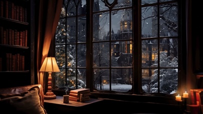 冬夜书房一角