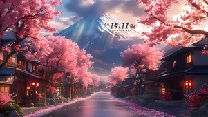 晚霞樱花小镇