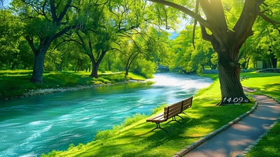 护眼公园树荫下长椅