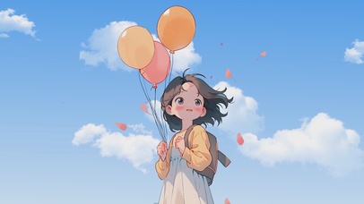 蓝天下的小女孩