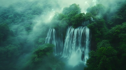 4K 清新自然 瀑布美景 1