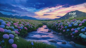 晚霞河流