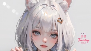 可爱白发猫女