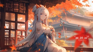 枫树下的古风美女