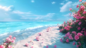 蓝色海边玫瑰
