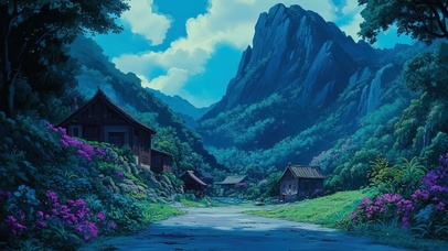 深山凌晨古镇风景