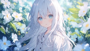 花海白发少女