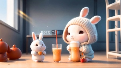 4k可爱奶茶小兔