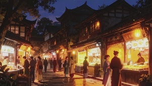 暮色里的古街烟火