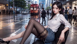 街道旁的长腿黑丝姐姐
