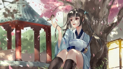唯美樱花下古风少女