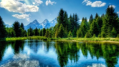 4K护眼蓝天湖面倒影