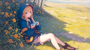 唯美花丛女孩