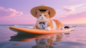 冲浪的猫咪