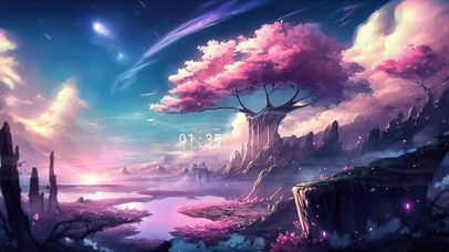 4K唯美治愈梦幻星空下的樱花