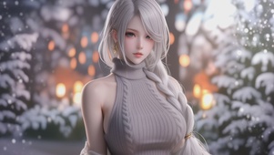 甜美白发女孩