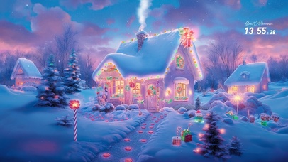 圣诞节雪夜小屋