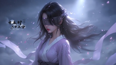 月光蒙眼古风美女