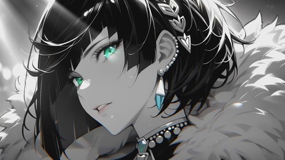 黑白风插画女孩