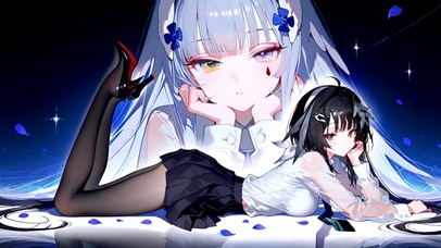 趴着的黑丝少女-羽毛笔