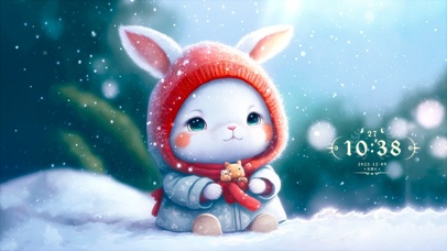 4K可爱治愈冬雪兔兔