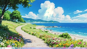 海岸花笺-桌面主题
