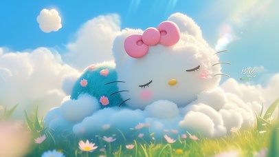 草地上午休的kitty猫