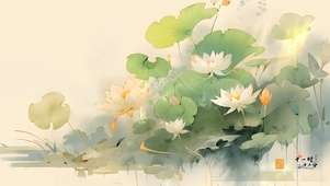 水墨治愈荷花
