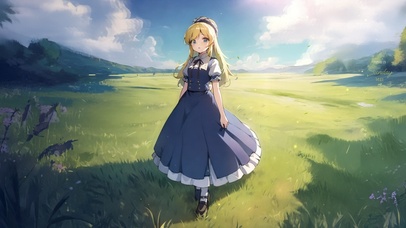 唯美草原金发少女