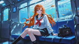 海底列车里的金发JK少女