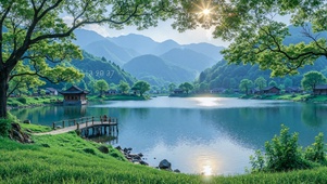 护眼山水湖泊
