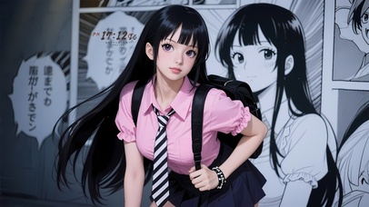 纯欲漫画黑长直少女