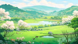 绿色田园梨花森林