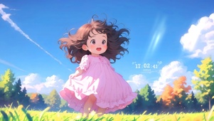 粉色长裙女孩