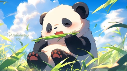 白云下可爱熊猫