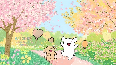 樱花雨线条小狗