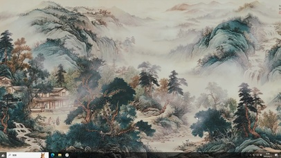 国潮AI山水护眼插画-桌面主题