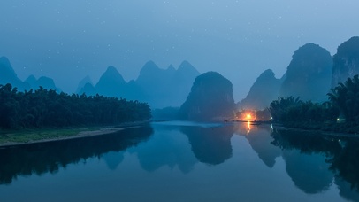 满天星空和流星雨漓江风景
