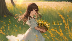 小清新采花女孩