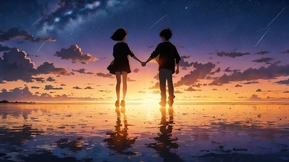 情侣牵手唯美情侣背影甜蜜