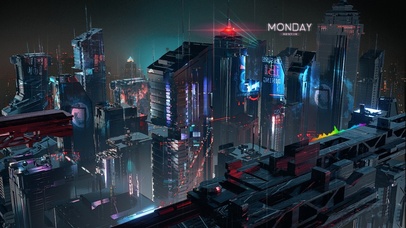 4k 赛博朋克雨天城市