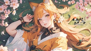 躺在樱花树下的小狐妖