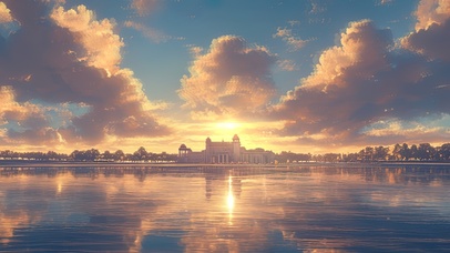 落日湖畔宫殿