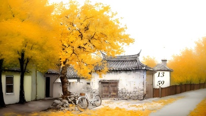 门前的银杏树落叶了