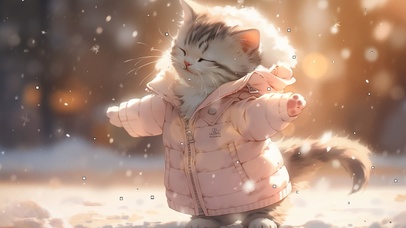 玩雪开心到飞起！喵