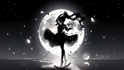 简约黑白月野兔