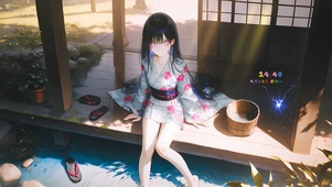 凉亭下女孩